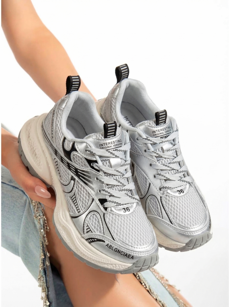 Дамски маратонки сиви от текстилен материал Iris #20733