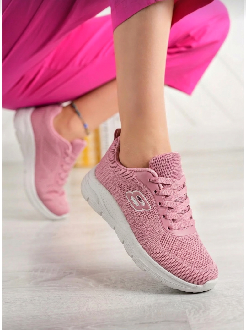 Дамски маратонки розови от текстилен материал Mia #18455