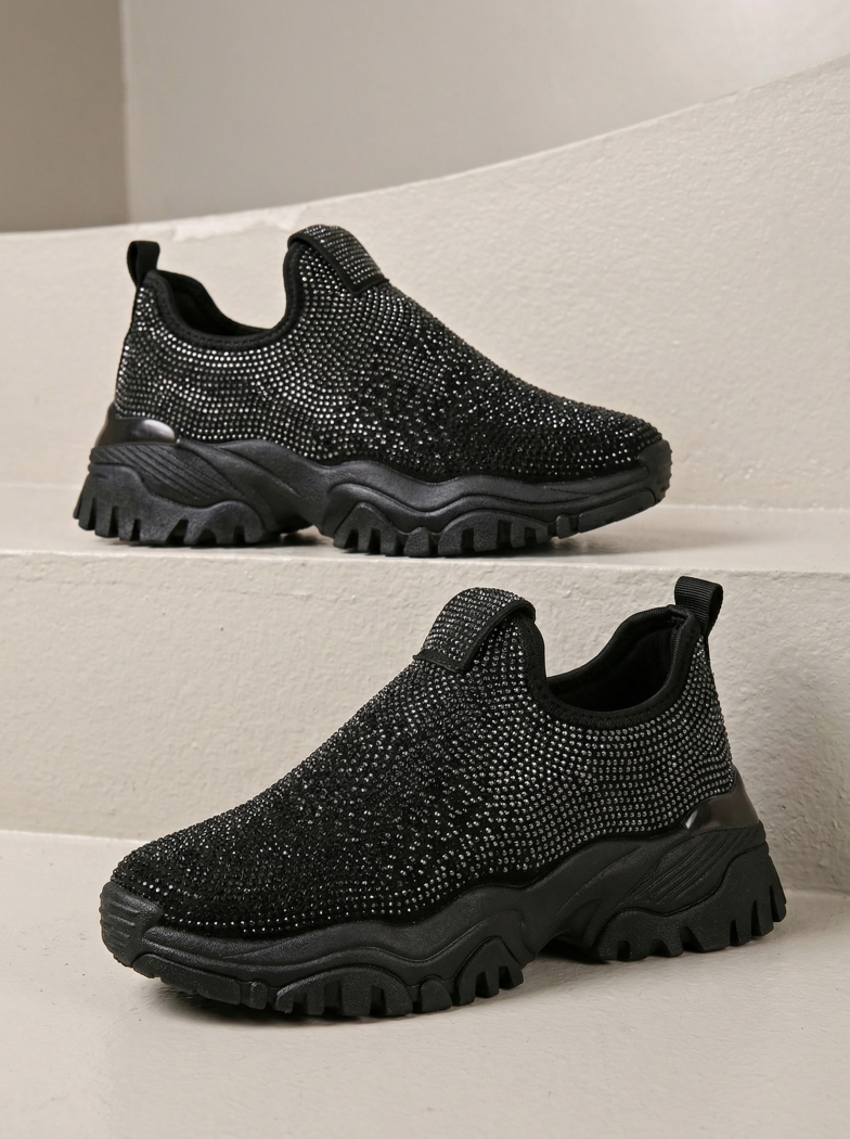 Дамски маратонки черни от текстилен материал Anca #22489