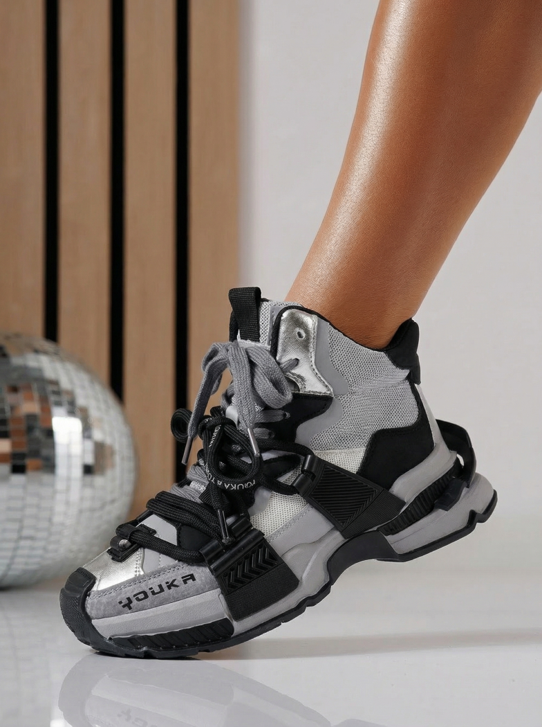 Дамски маратонки сиви от еко кожа Nyssa #24684