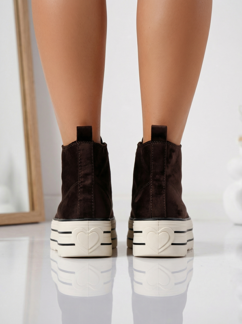 Дамски маратонки кафяви от текстилен материал Azura #24678