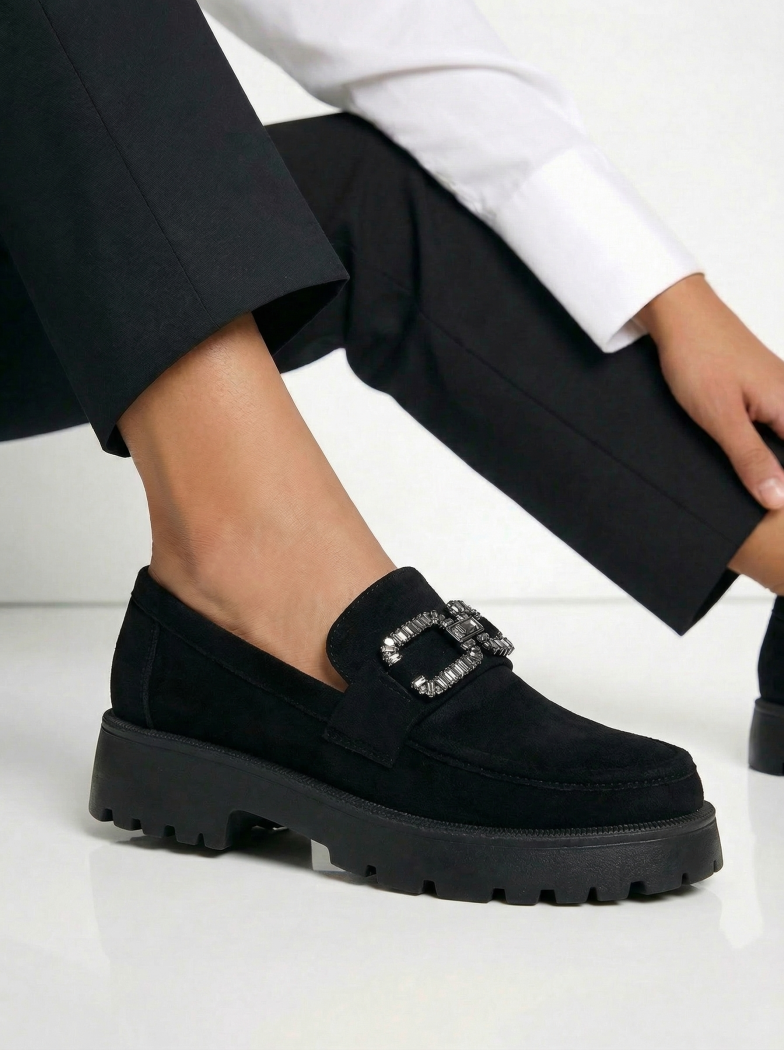 Всекидневни дамски обувки черни от обърната еко кожа Zafira #24667