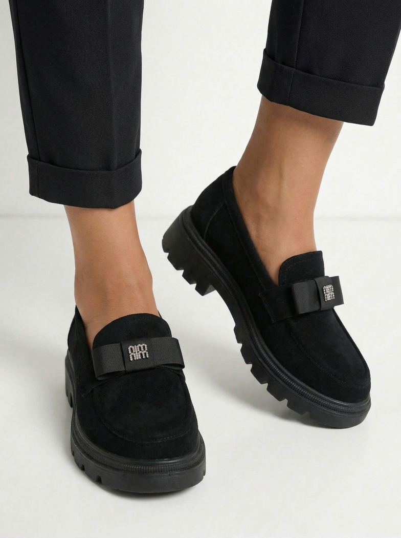 Всекидневни дамски обувки черни от обърната еко кожа Aeliana #24666