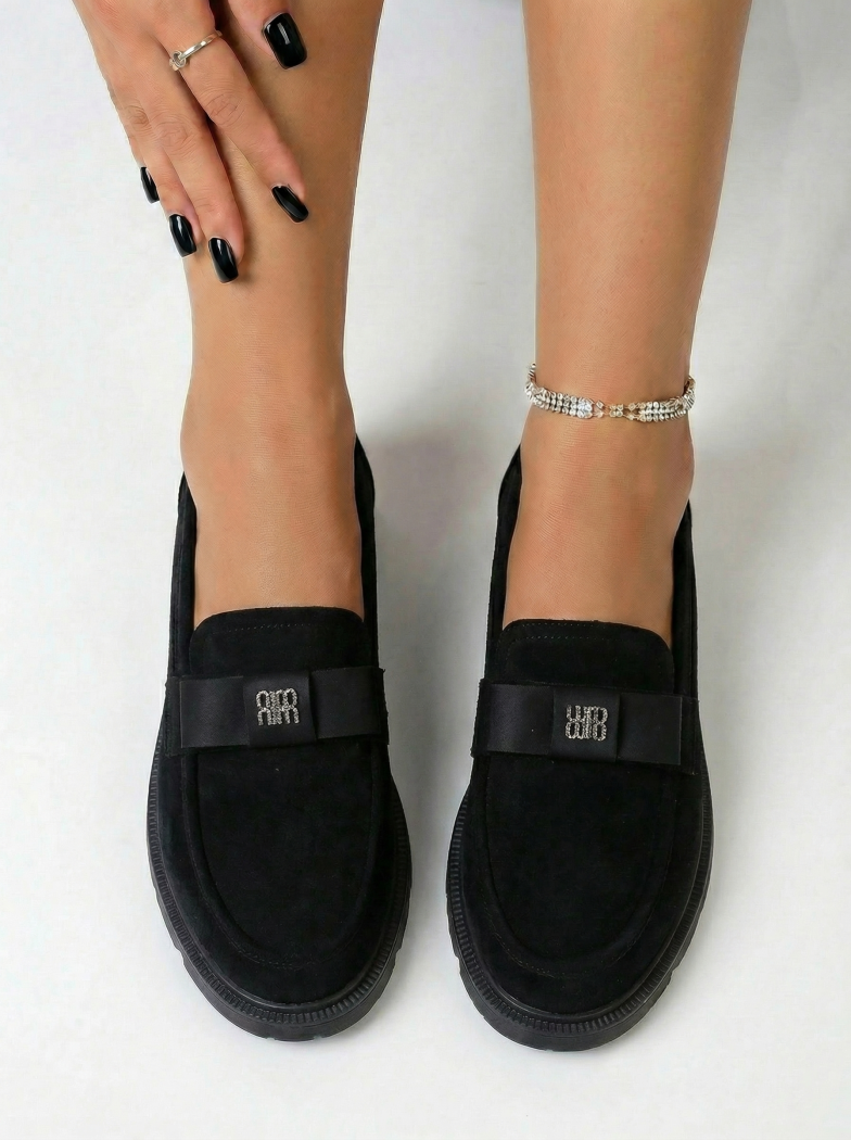 Всекидневни дамски обувки черни от обърната еко кожа Aeliana #24666