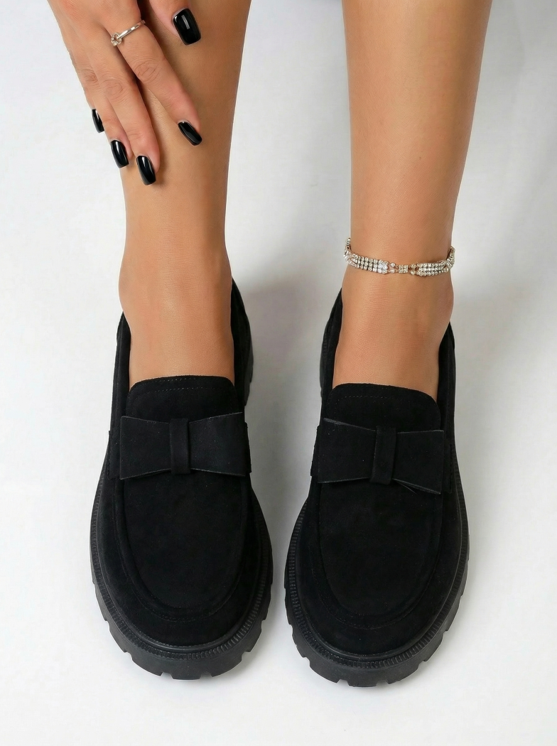 Всекидневни дамски обувки черни от обърната еко кожа Brielle #24664