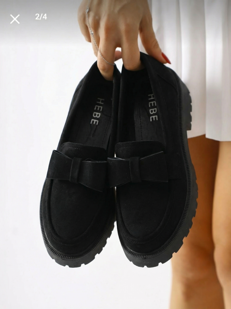 Всекидневни дамски обувки черни от обърната еко кожа Brielle #24664