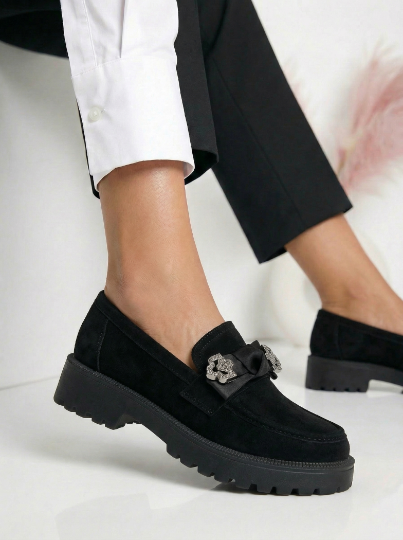 Всекидневни дамски обувки черни от обърната еко кожа Elaris #24670