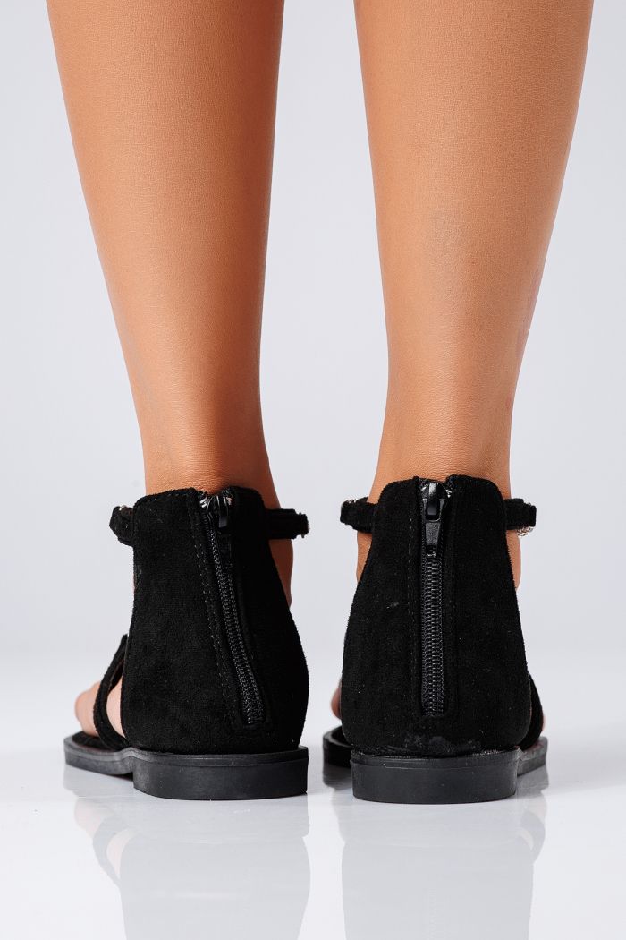 Női fekete, alacsony sarkú szandál ekológikus bőrből Odette #24685