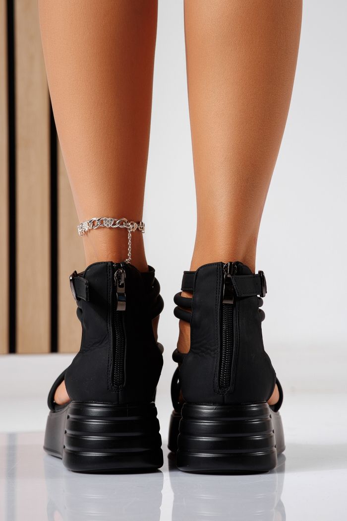 Дамски сандали с платформа черни от еко кожа Teodora #24693