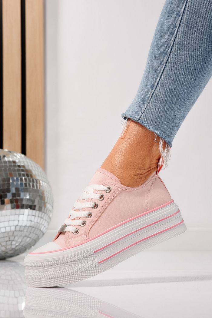 Дамски маратонки розови от текстилен материал Sophia #24725