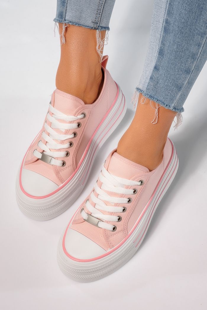 Дамски маратонки розови от текстилен материал Sophia #24725