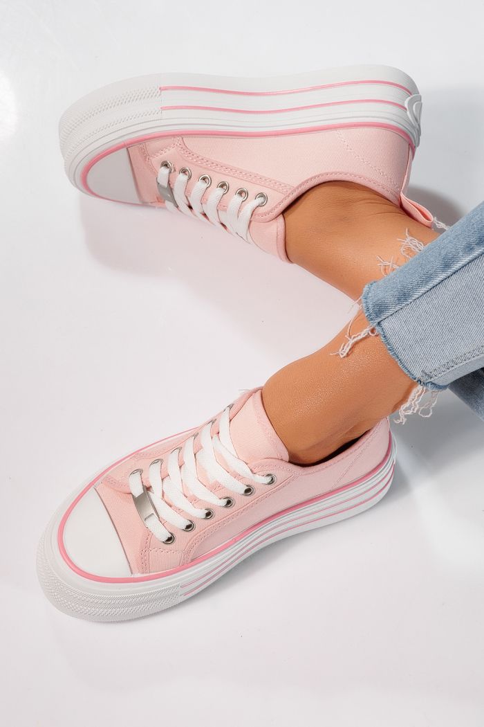 Дамски маратонки розови от текстилен материал Sophia #24725