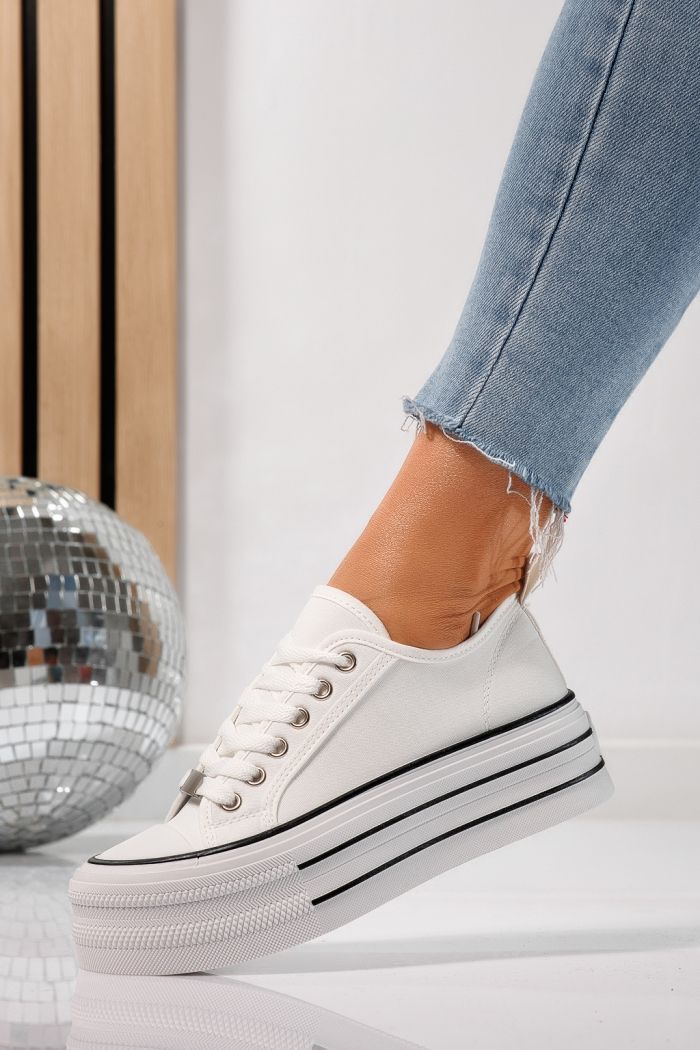 Дамски маратонки бели от текстилен материал Sophia #24728