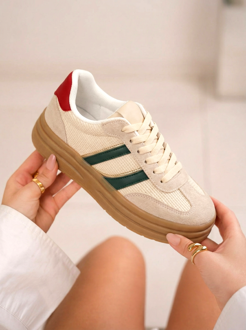 Дамски маратонки червени от обърната еко кожа Karina #24137