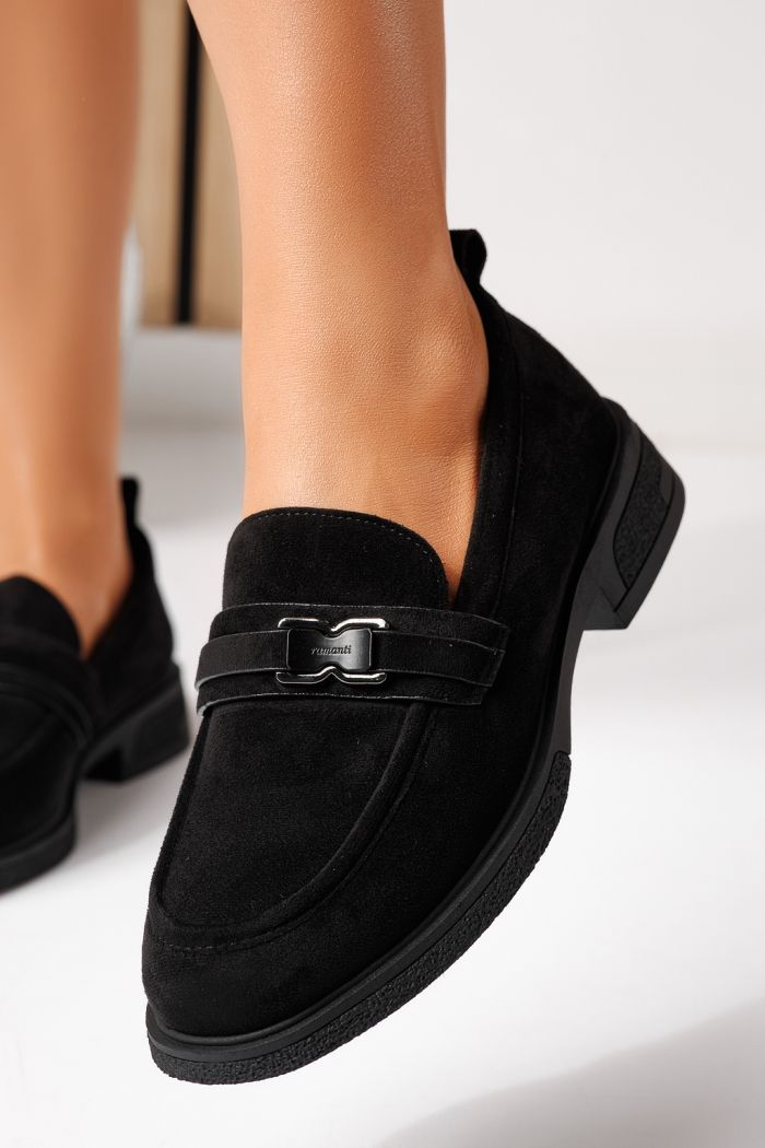 Всекидневни дамски обувки черни от обърната еко кожа Cassia #24903