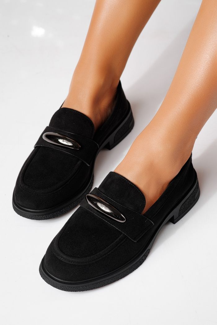 Всекидневни дамски обувки черни от обърната еко кожа Chiara #24908