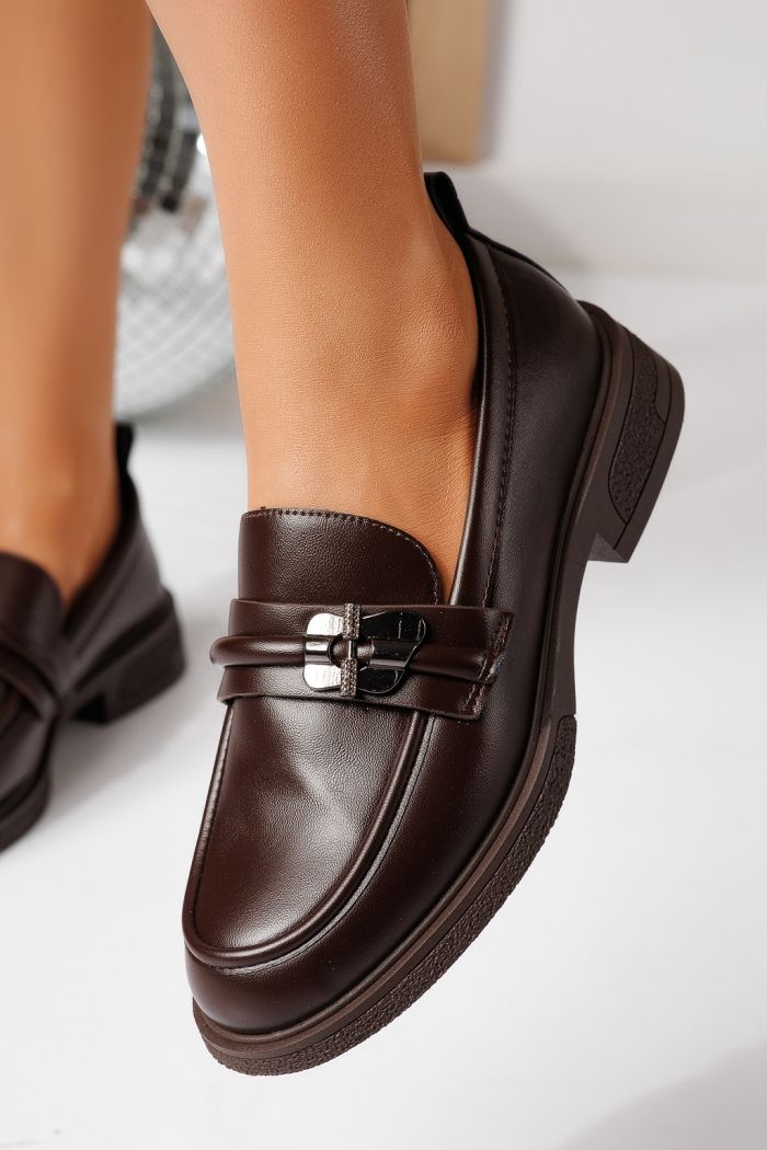 Всекидневни дамски обувки кафяви от еко кожа Calista #24896