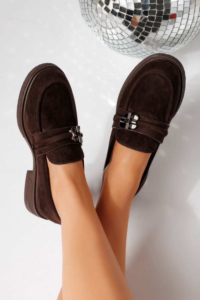 Всекидневни дамски обувки кафяви от обърната еко кожа Calista #24899