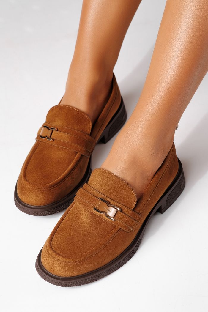 Pantofi casual dama maro din piele ecologica intoarsa Cassia #24902