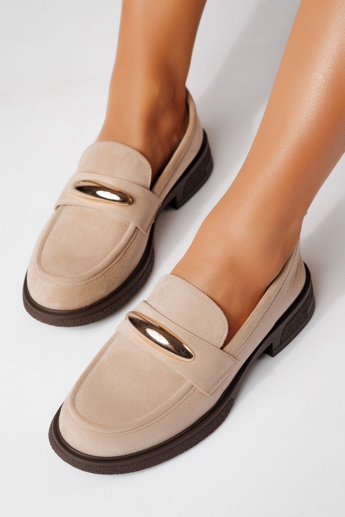 Всекидневни дамски обувки бежови от обърната еко кожа Chiara #24904