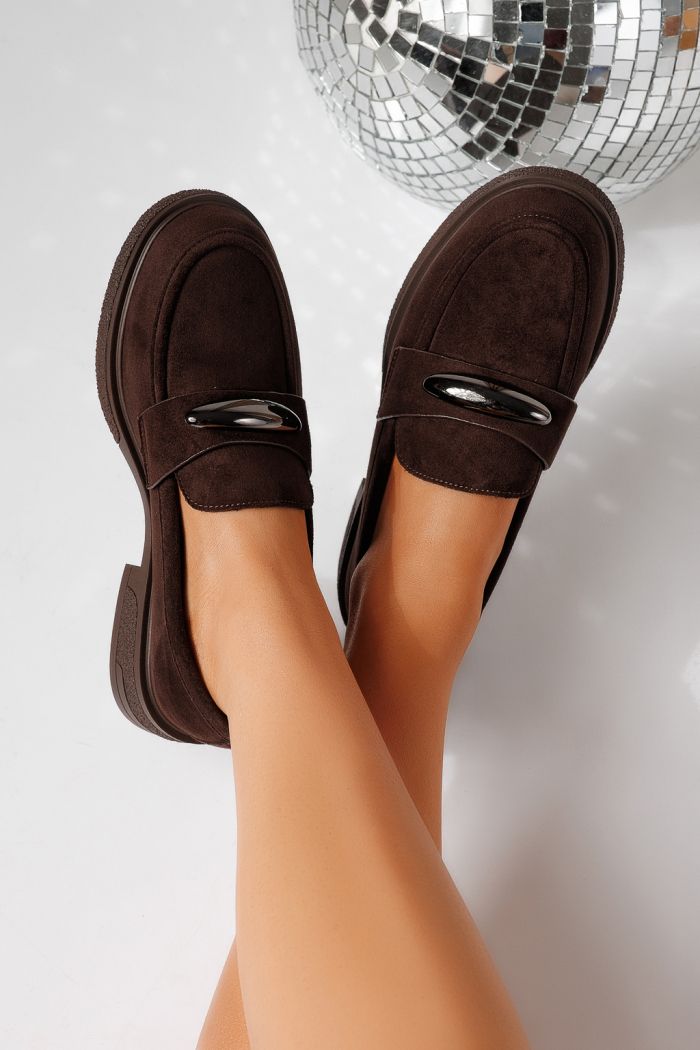 Всекидневни дамски обувки кафяви от обърната еко кожа Chiara #24906