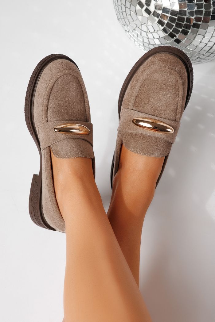 Всекидневни дамски обувки каки от обърната еко кожа Chiara #24905