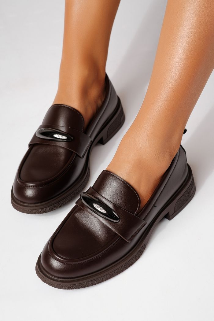 Всекидневни дамски обувки кафяви от еко кожа Chiara #24907