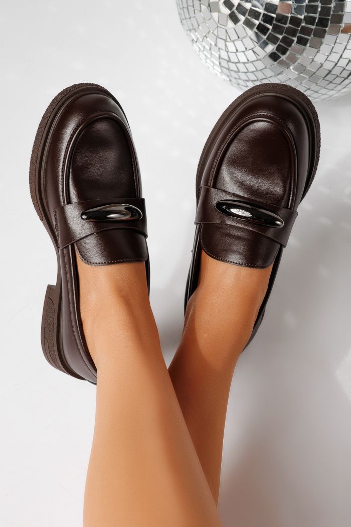 Всекидневни дамски обувки кафяви от еко кожа Chiara #24907