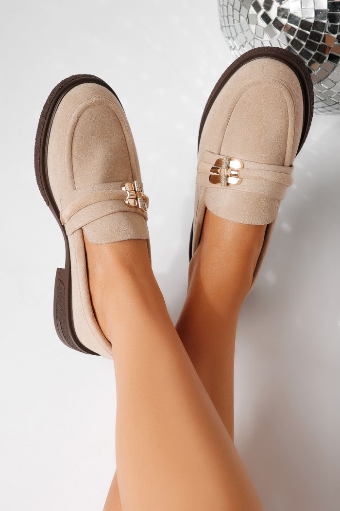 Всекидневни дамски обувки бежови от обърната еко кожа Calista #24898