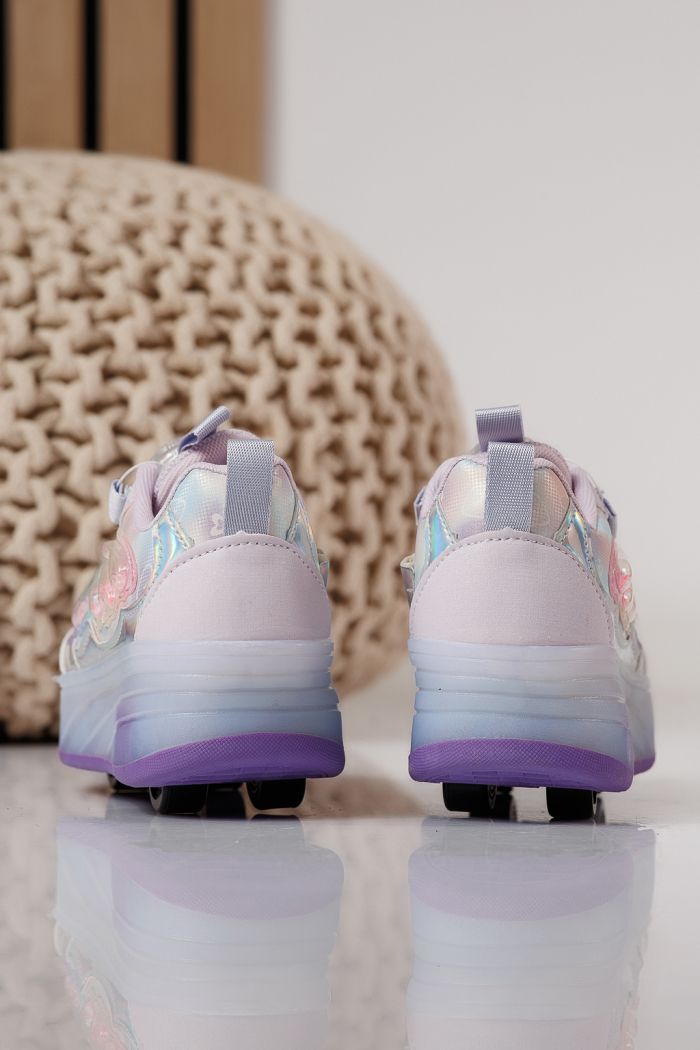 Маратонки с колелца лилави от текстилен материал Helys3 #24868