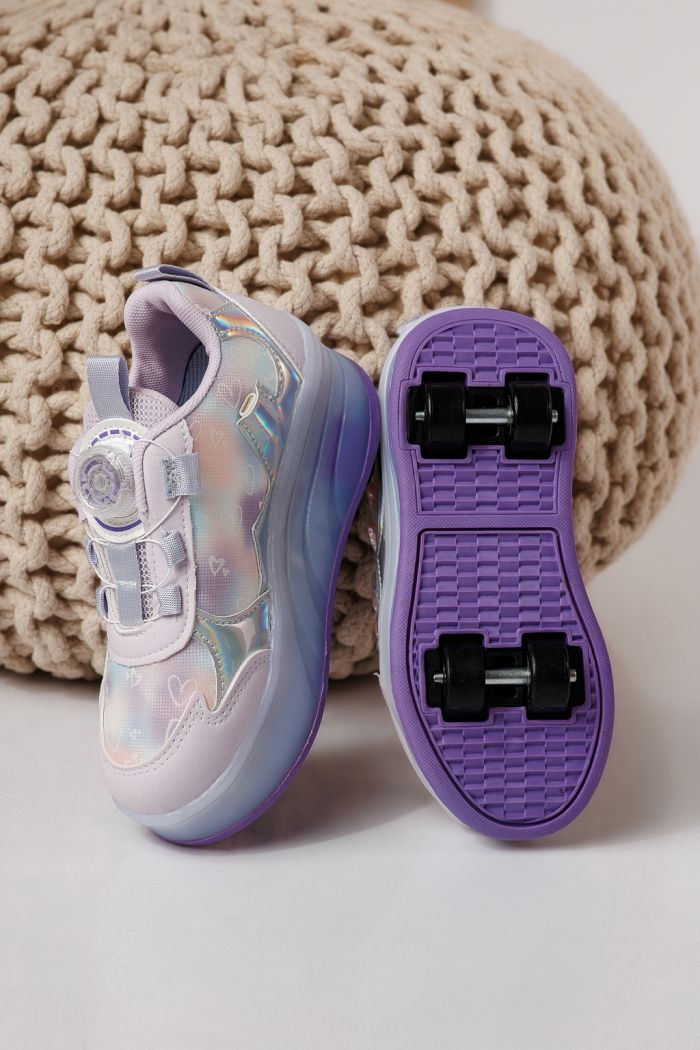 Adidasi cu role mov din material textil Helys3 #24868