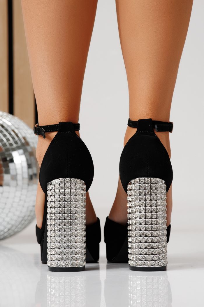 Дамски сандали с ток черни от еко кожа Talisa #24857