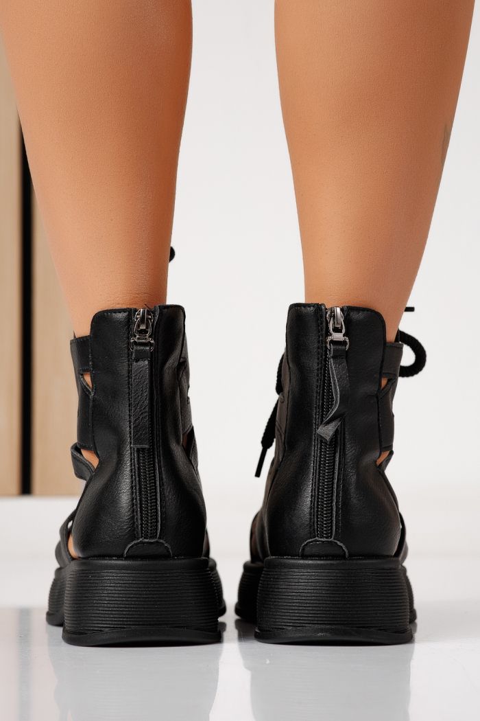 Дамски сандали с платформа черни от еко кожа Elina #24831