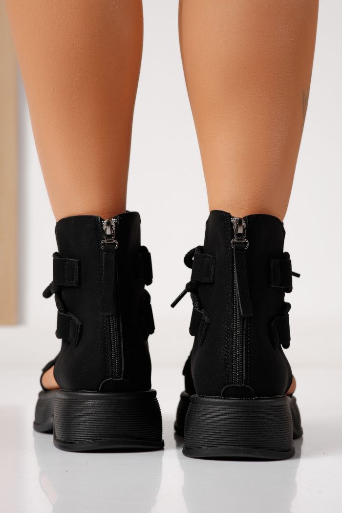 Дамски сандали с платформа черни от еко кожа Calista #24838