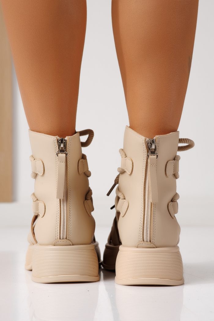 Дамски сандали с платформа бежови от еко кожа Melina #24834