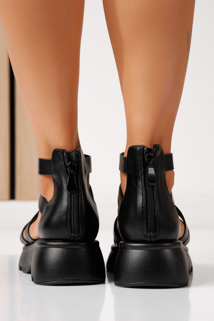 Дамски сандали с платформа черни от еко кожа Alisa #24738