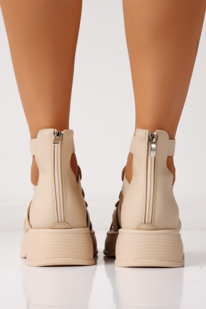 Дамски сандали с платформа бежови от еко кожа Sabina #24836