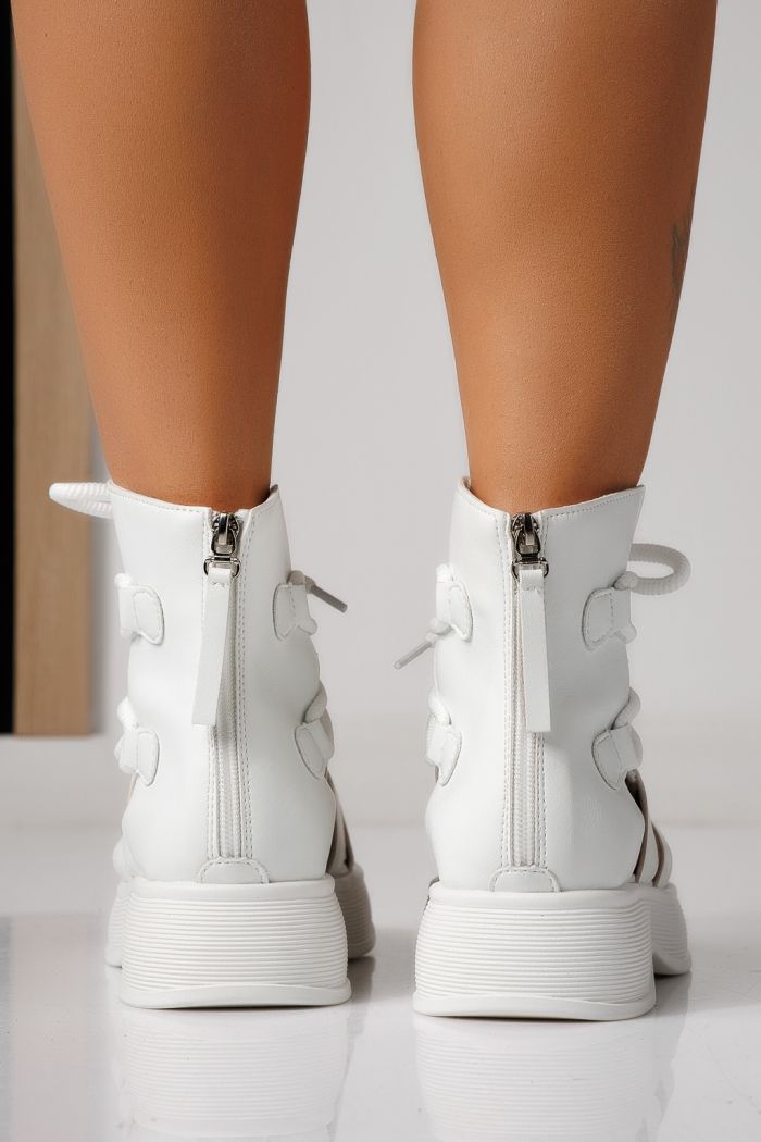 Дамски сандали с платформа бели от еко кожа Melina #24832