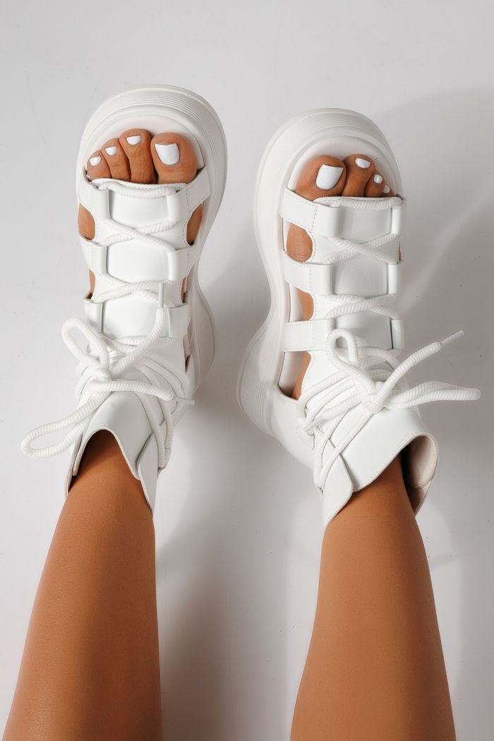 Дамски сандали с платформа бели от еко кожа Melina #24832