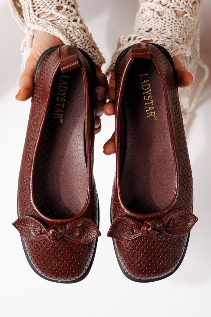Дамски балерини бордо от еко кожа Amaris #24877