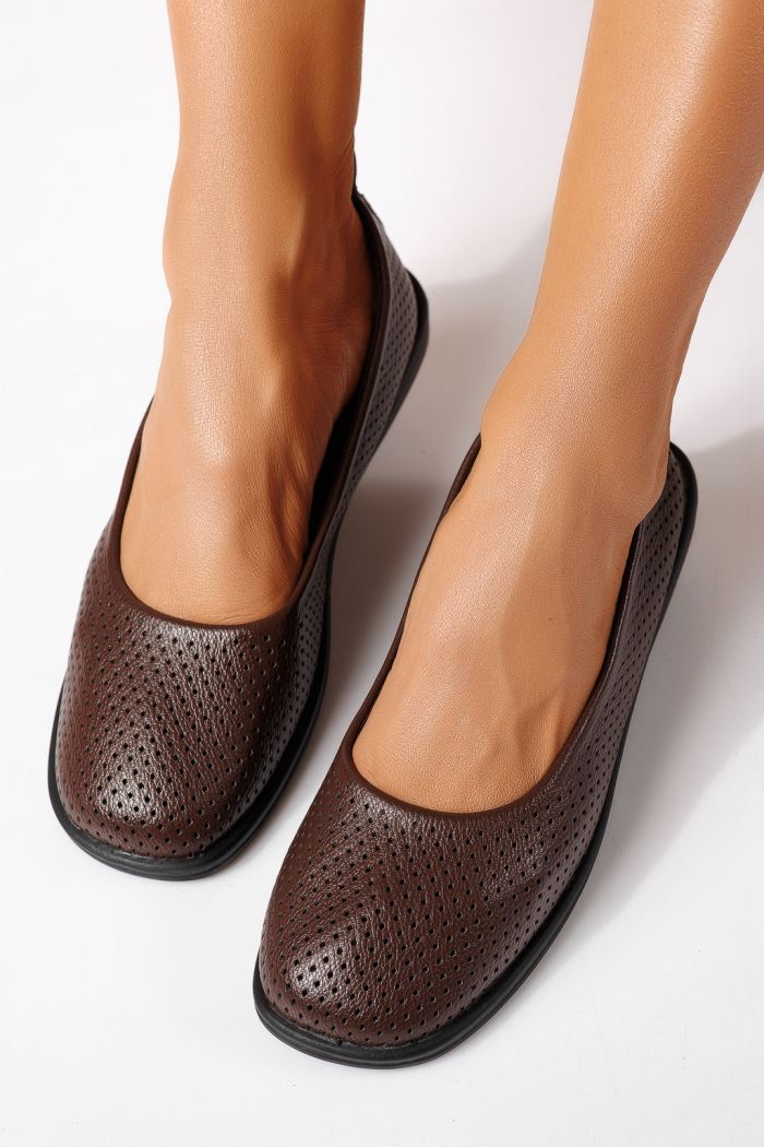 Дамски балерини кафяви от еко кожа Amaya #24879