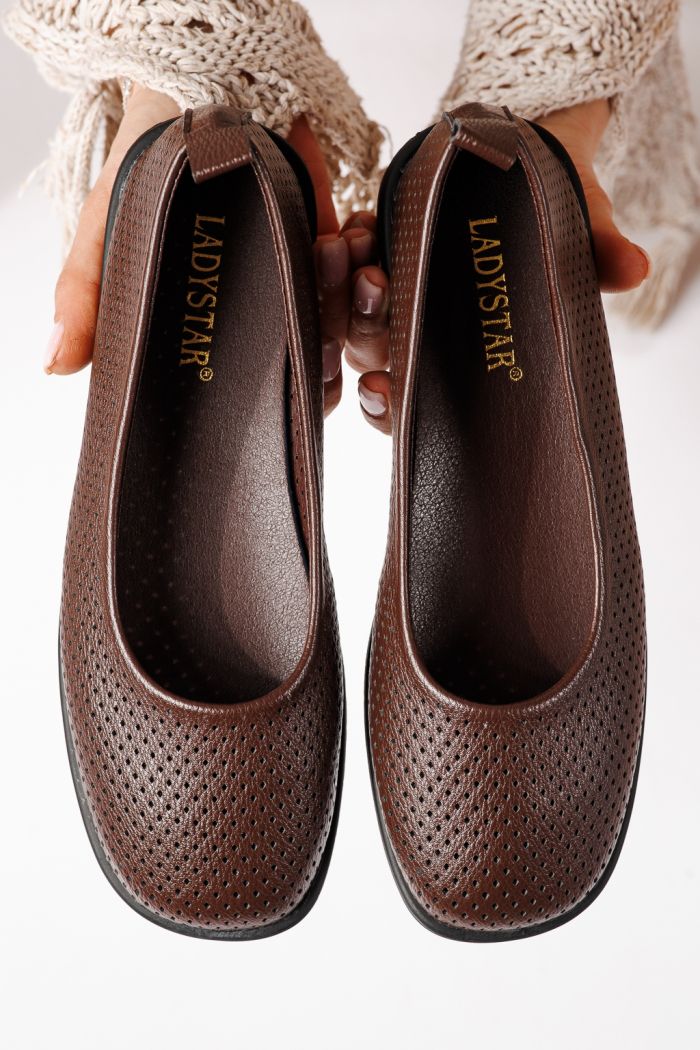 Дамски балерини кафяви от еко кожа Amaya #24879