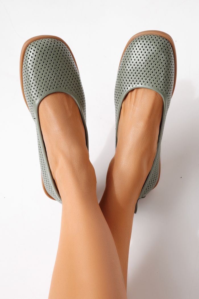 Дамски балерини зелени от еко кожа Amaya #24883