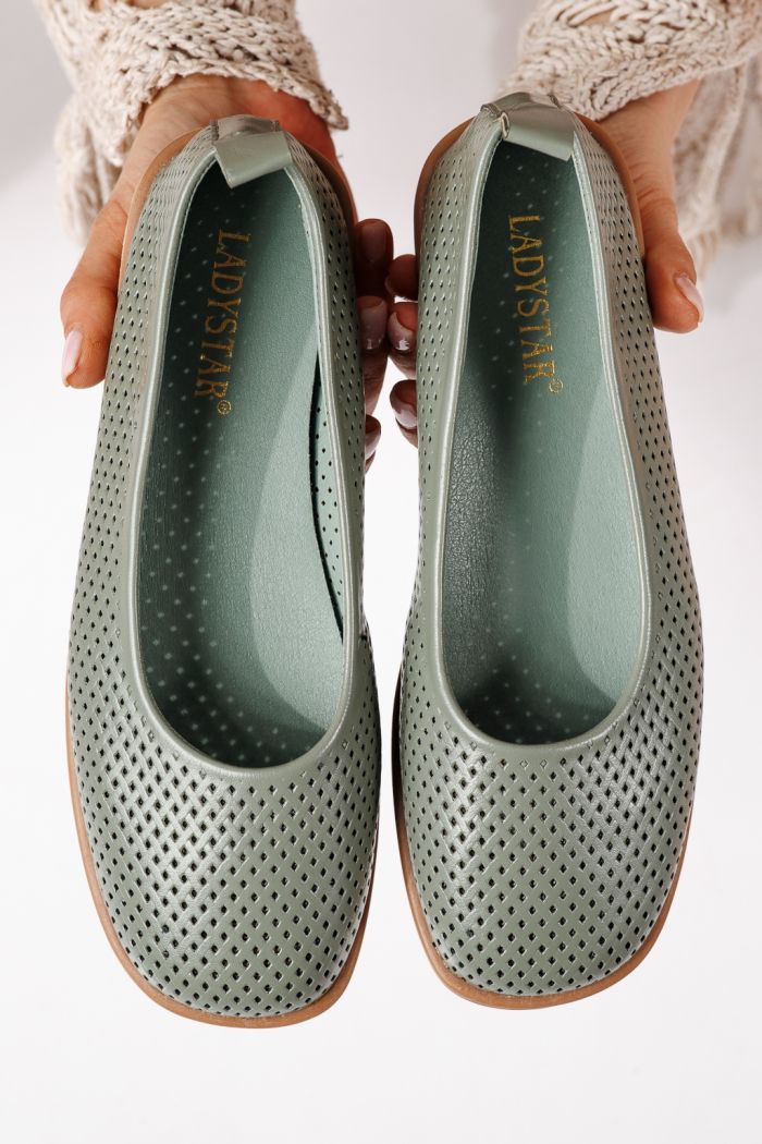 Дамски балерини зелени от еко кожа Amaya #24883