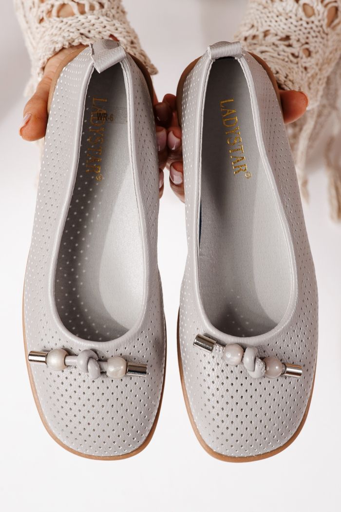 Дамски балерини сиви от еко кожа Aeliana #24871