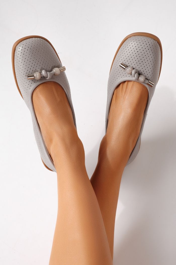 Дамски балерини сиви от еко кожа Aeliana #24871