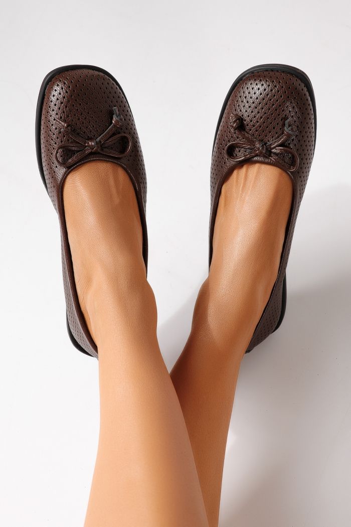 Дамски балерини кафяви от еко кожа Brielle #24885