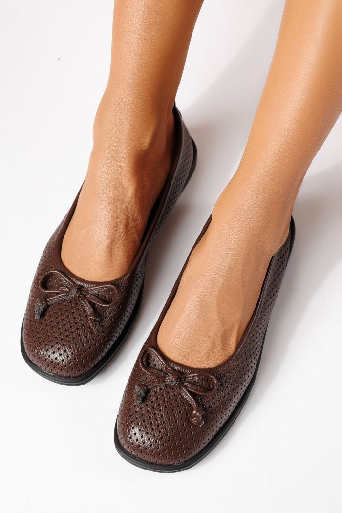 Дамски балерини кафяви от еко кожа Brielle #24885