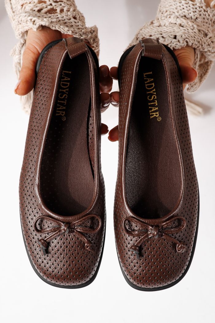 Дамски балерини кафяви от еко кожа Brielle #24885