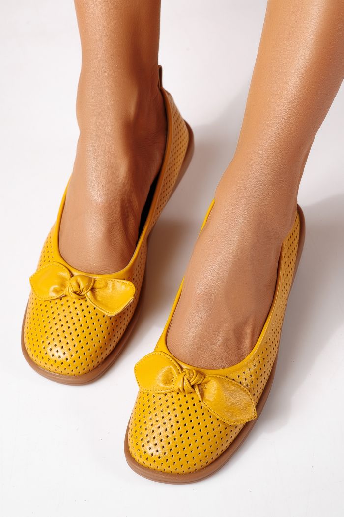 Дамски балерини жълти от еко кожа Amaris #24878